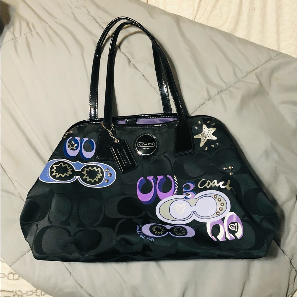 Purple and black Coach purse